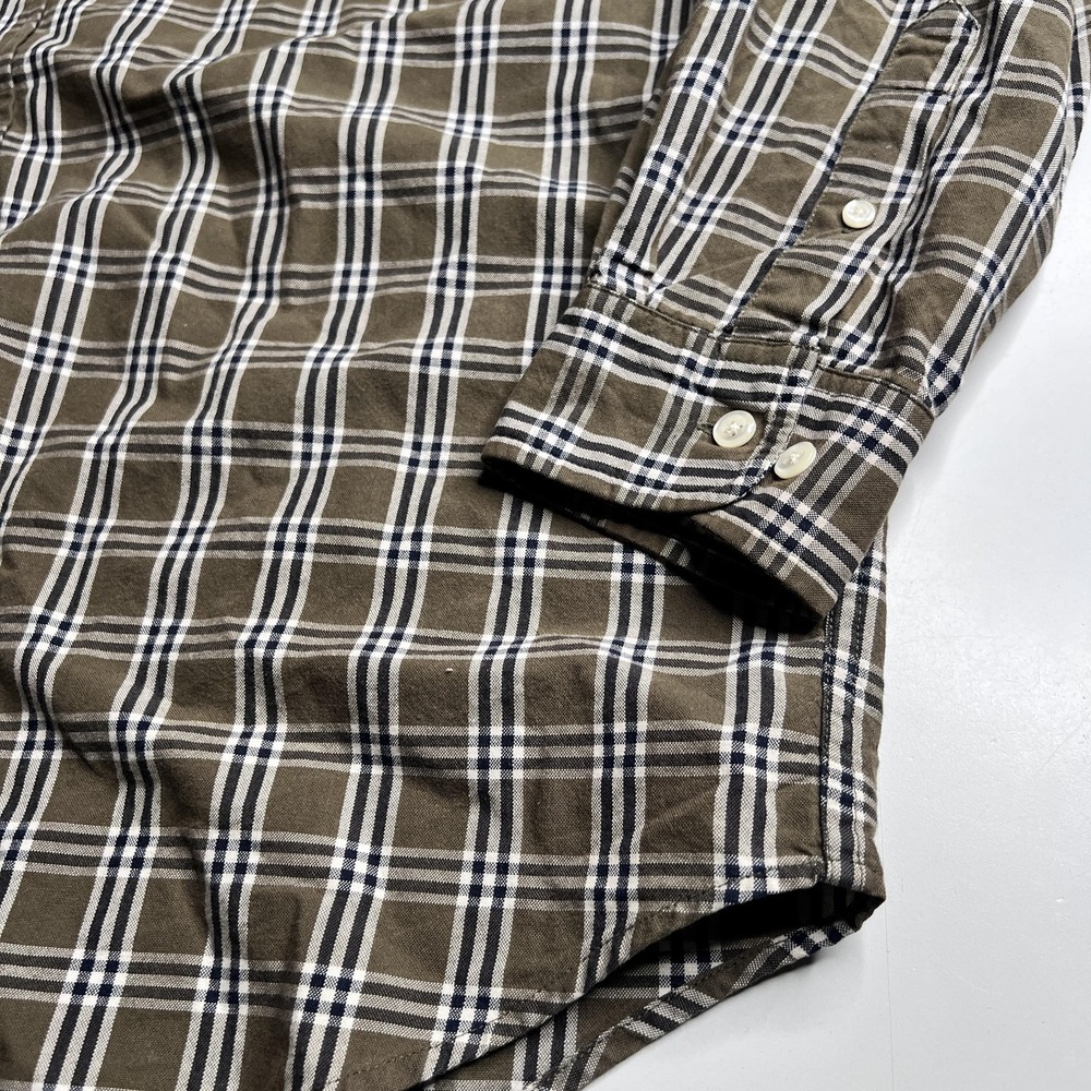 Eddie Bauer Shirt Mens LT Brown Plaid Long Sleeve Button Up Pockets Workwear - Picture 2 of 6